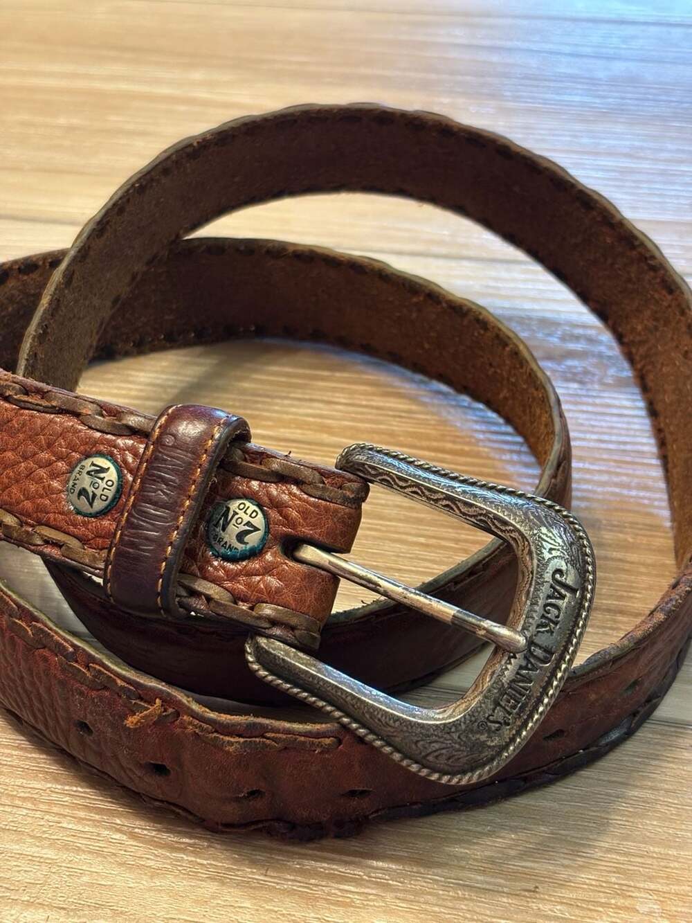 Jack Daniel's Old No. 7 Brand Vintage Y2K 2003 Western Leather Belt